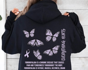 Fibromyalgia Hoodie Fibromyalgia Warrior Fibro Hoodie Hidden Disability Flare Day Fibromyalgia Awareness Fibromyalgia Gift Chronic Illness