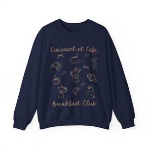 Croissant Sweatshirt Breakfast Club Sunday Brunch Breakfast Lover Gift Brunch Sweatshirt Croissant Coffee Sweatshirt Coastal Grandma Navy