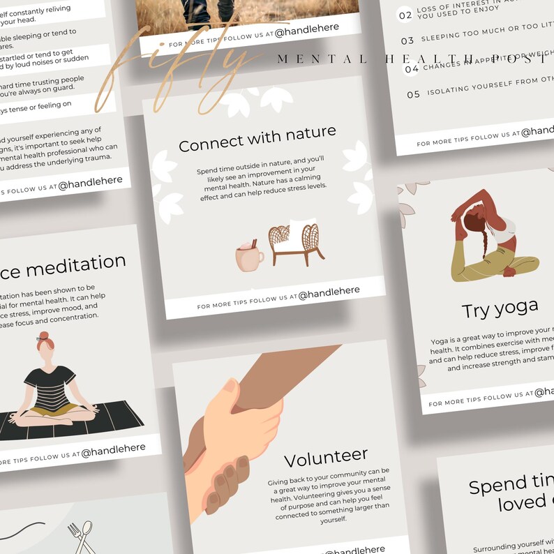 Mental Health Instagram Post Templates: Editable Canva Social Media ...