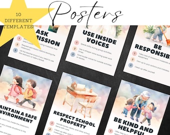 Classroom Behavior Posters: Motivational Teacher Decor (Editable Templates)