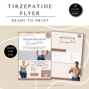 Tirzepatide Patient Educational template Tirzepatide weight loss flyers canva template Tirzepatide flyer marketing GLP 1