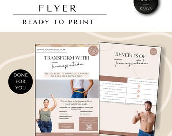 Tirzepatide Weight Loss Flyer Template, GLP-1 Marketing (Canva)