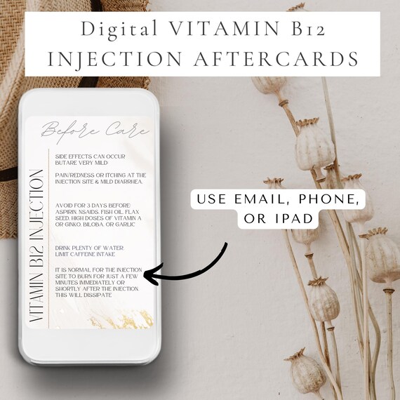 Vitamin B12 Injection Aftercare Card Template (Editable, Printable)