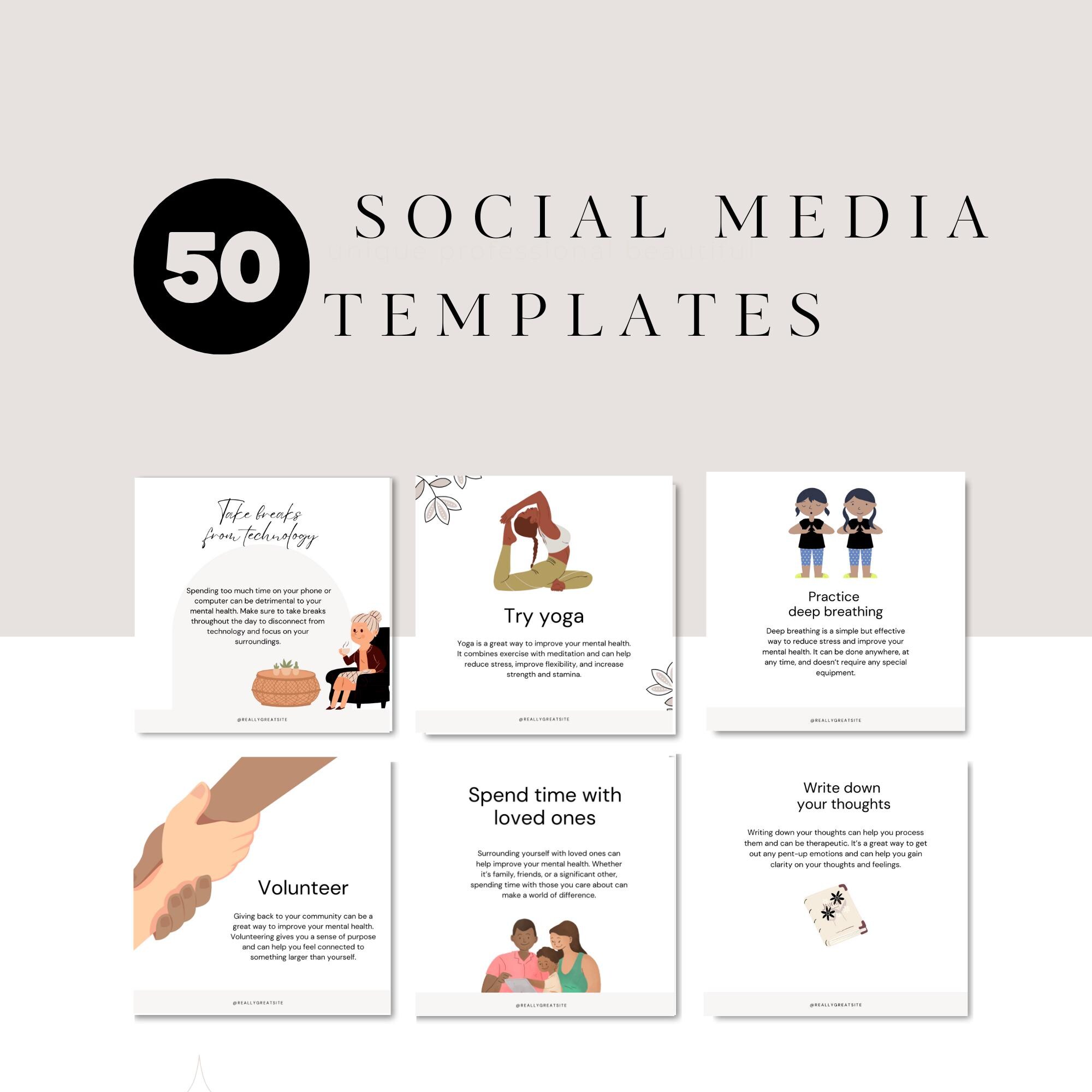 Mental Health Instagram Post Templates: Editable Canva Social Media ...