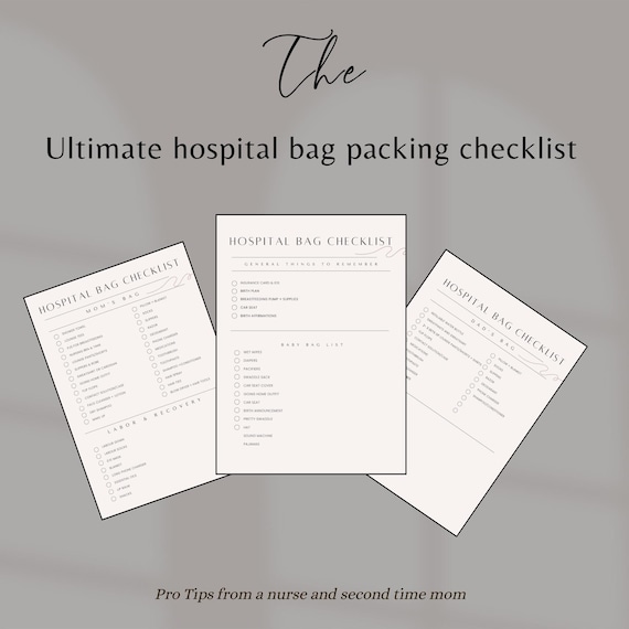 Hospital Bag Checklist Expecting Mom List Prepare for Birth Hospital Bag for Mom New Baby Labor and Delivery Bag Pregnancy Bag List 