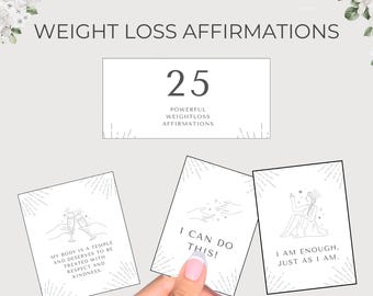 Weight Loss Affirmation Cards, Positive Daily Quotes (Editable Canva Template)