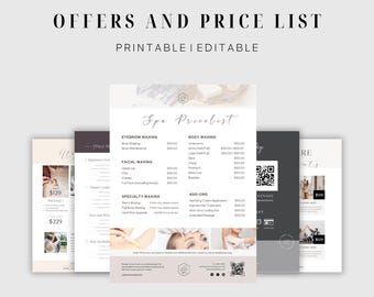 Salon Price List Template | Editable Canva, QR Code (Digital)