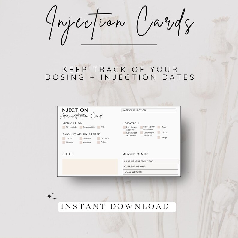 GLP1 Tracker Semaglutide Advice Card Template Editable Semaglutide Care Card Printable Semaglutide Aftercare AfterCare Card Templates GLP1 image 3