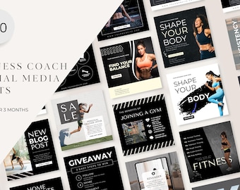 Fitness Instagram Post Templates, Editable Personal Trainer Canva (Digital Download)