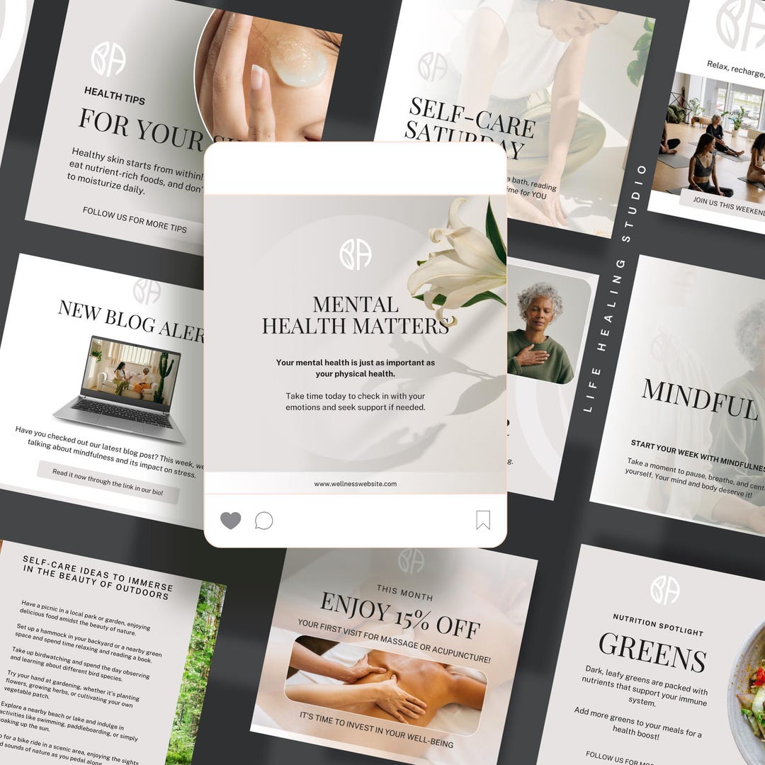 Wellness Social Media Posts: Inspiring Health Graphics (digital ...