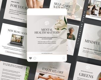Wellness Social Media Posts: Inspiring Health Graphics (Digital Template)