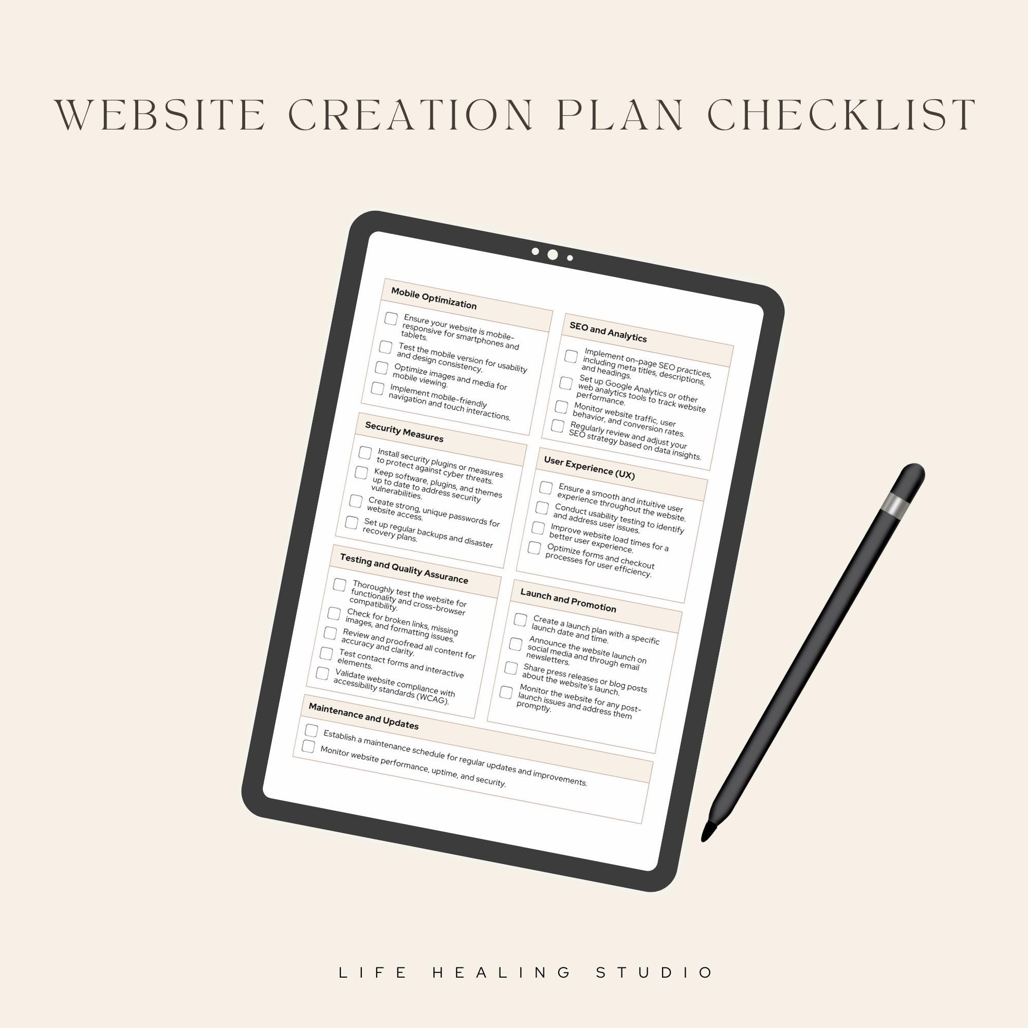 Website Plan Checklist Entrepreneur & Web Design Templates Small ...