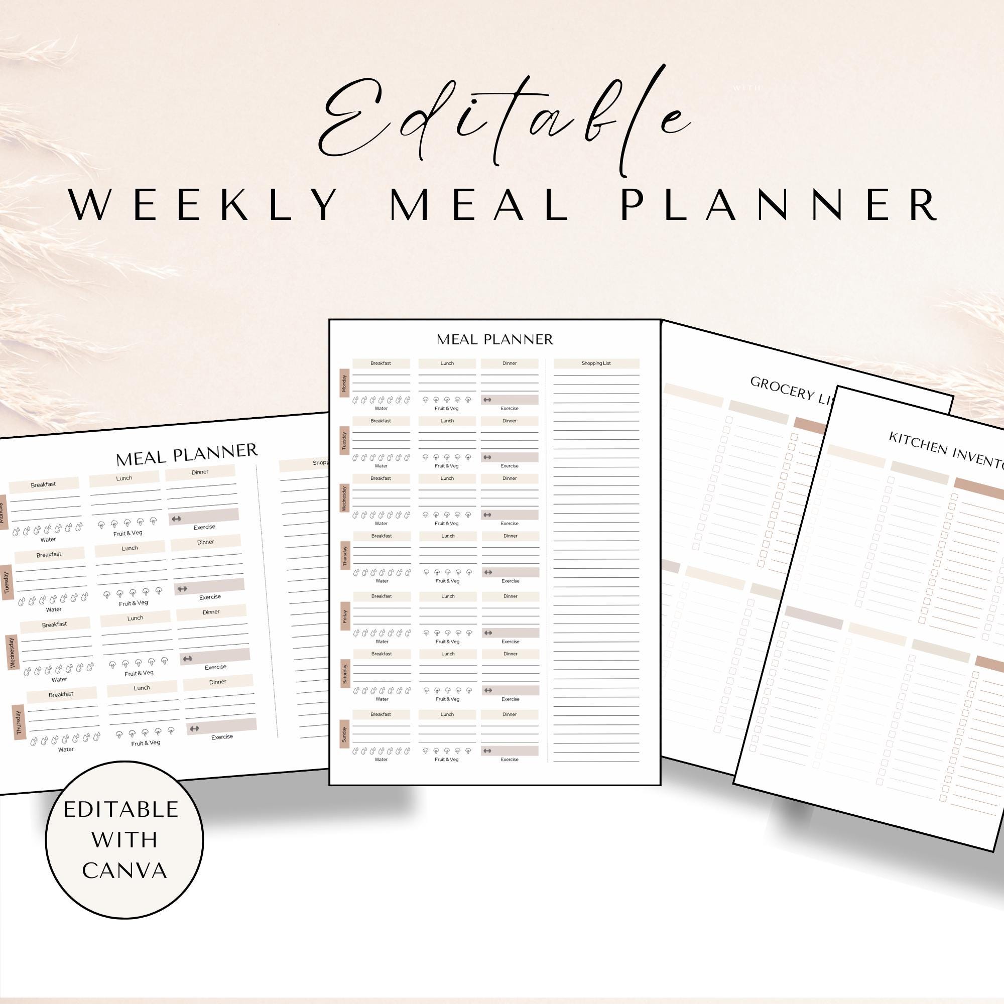 Meal Planner Template Google Sheets Recipe Journal Meal Planner