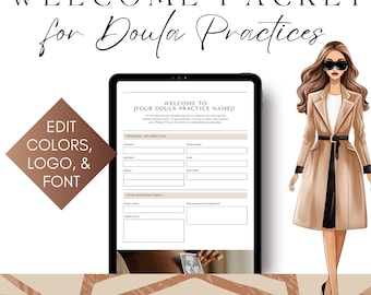 Modelo de Doula de Parto Editável Canva Formulário para Novo Cliente Parteira Formulários para Clientes Comerciais Contrato de Doula de Parto Contrato de Parto