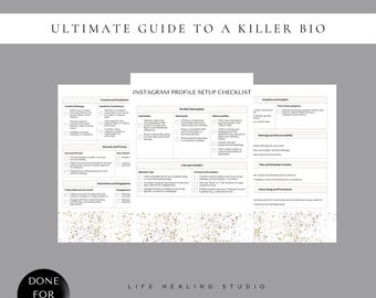 Instagram Profile Setup Checklist, Bio Planner Template (Digital Download)