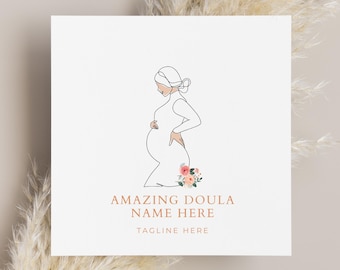 Customizable Doula Logo Template, Midwife Business Card (Digital Download)