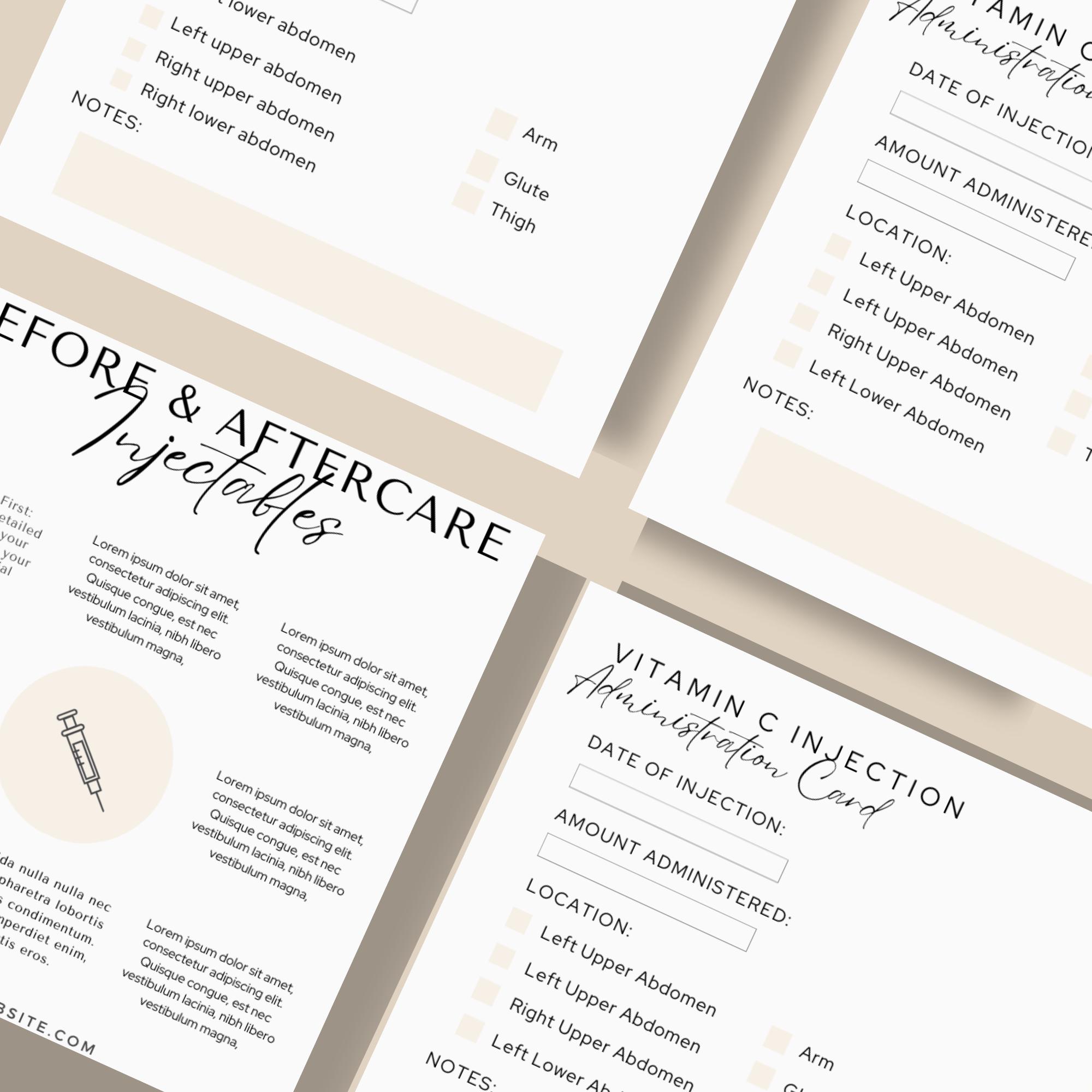 Injection Printable Note Injection Aftercare Cards L Digital Canva Template L Vitamin Injectable ...