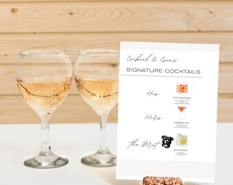Modern Signature Drink Sign, Editable Bar Menu (Digital Template)