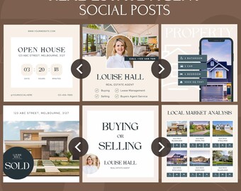 Real Estate Agent Social Posts Bundle 40 Engaging Templates for Marketing Your Business Online
