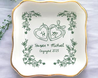 Custom Engagement Ring Dish, Personalized Wedding Ring Dish, Engagement Gifts, Gift For Bride