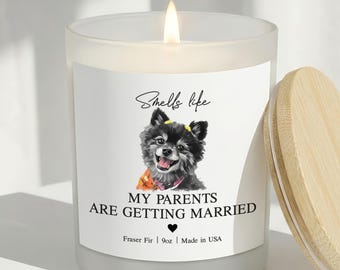 Smells like my parents are getting married candle, Custom Engagement Pet Candle, engagement party decor, Engagement Gifts