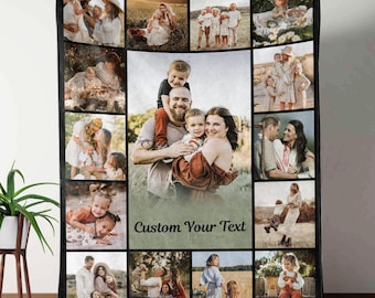 Personalized Photo Grandma Blanket, Grandma Photo Blanket with Text, Family Birthday Wedding Anniversary Couple Gift, Christmas Blanket