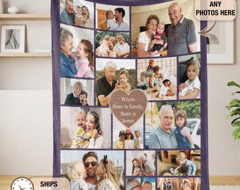 Custom Photo Blanket Collage, Custom Picture Blanket, Personalized Family Photo Blanket, Memorial Anniversary Photo Blanket