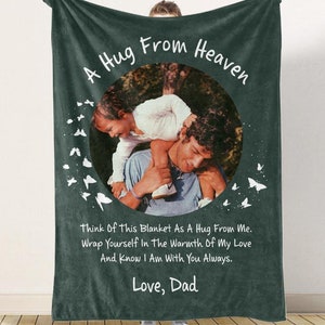 Personalized Memorial Blanket, Memorial Custom Photo Blanket,A Hug From Heaven, Remembrance Gift, Christmas gift, In Loving Memory Blanket