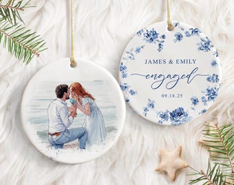 Personalized First Christmas Engaged Ornament, Engaged Christmas Ornament, Custom Engagement Keepsake, Engagement Gift