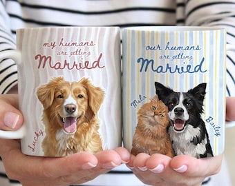 Custom Engagement Pet Mug, Custom Dog Engagement Mug, Personalized Engagement Gifts For Couple, Engagement Gifts