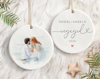 Custom Engagement Ornament, First Christmas Engaged Ornament, Newly Engaged Ornament Gift, Engagement Gift
