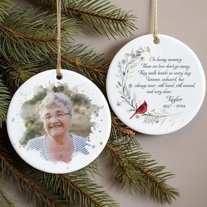 Custom Memorial Ornament, In Loving Memory Keepsake Photo Christmas Gift, Loss of Mom Dad Gift,Sympathy Remembrance Gift, Dad Memorial Gift
