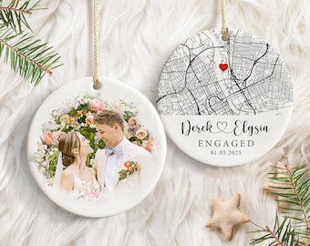 Custom Engagement Ornament, Personalized Wedding Gift, Engagement Gifts, Anniversary Newlywed Gift Engaged Ornament Personalized Ornaments
