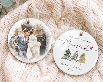 First Christmas Married Ornament, Personalized Wedding Ornament, 1st Christmas As Mr and Mrs Ornament, Newlywed Couple Gift