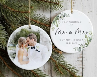Custom first christmas married ornament, Our First Christmas Married Ornament, Watercolor Portrait Married Ornament, Wedding ornament