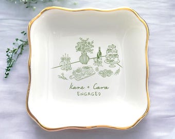 Custom Engagement Ring Dish, Custom Newly Engaged Trinket Holder, Custom Engaged Ring Holder Gift, Engagement Gifts