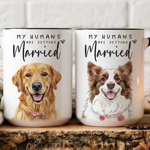 Mug personnalisé fiançailles pour animal de compagnie, Mug personnalisé fiançailles chien, cadeaux de fiançailles personnalisés pour couple, cadeaux de fiançailles
