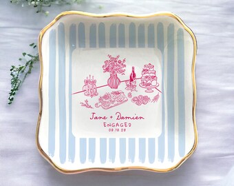 Custom Engagement Ring Dish, engagement ring holder, wedding ring dish, jewelry dish