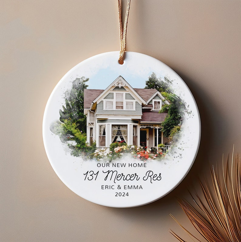 New Home Ornament, Personalized New Home Watercolor, Custom Home ...