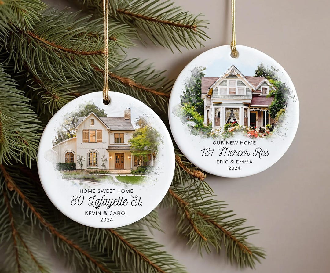 New Home Ornament, Personalized New Home Watercolor, Custom Home ...