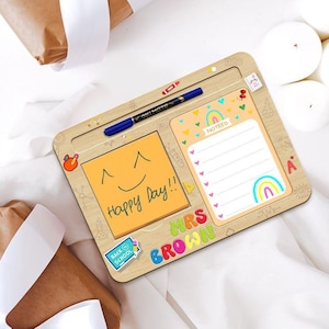 Personalized Teacher Dry Erase Board | Custom Back to School Gift | Cute Classroom Desk Organizer | Sticky Note Memo Board