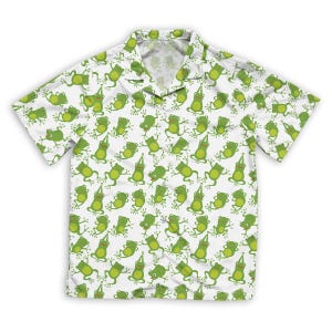 Frog Pattern Cartoon Cute Frogs Kids Short Sleeve Hawaiian Shirt, Family Shirt, Cute Frog Pattern Cartoon Pet Hawaii Shirt, Vacation Shirt