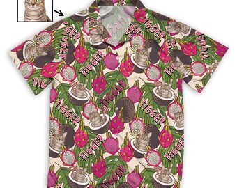 Personalized Hawaii Shirt, Name And Picture Pet Pitaya And Coconut Short Sleeve Hawaiian Shirt, Custom Shirt, Funny Meme Pet Custom Shirt