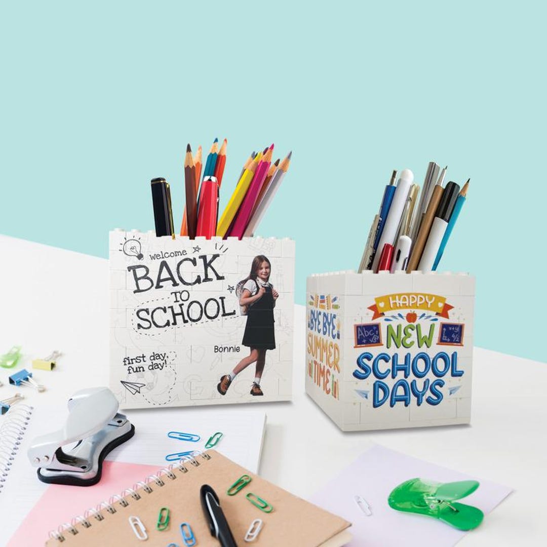 Personalized Back to School Pencil Holder | Custom Photo Desk Organizer ...