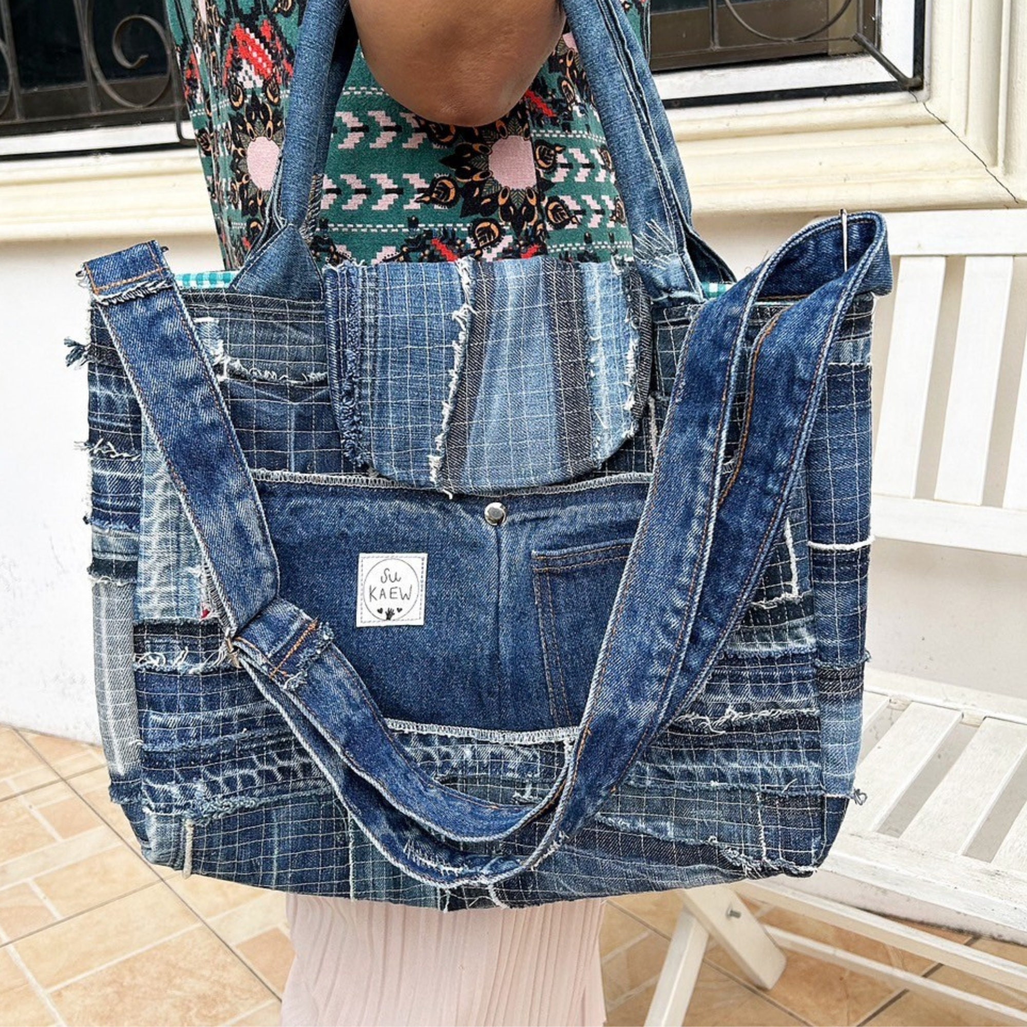 Stylish Denim Patchwork Shoulder Bag, Crossbody Bag Stylish Denim Patchwork Shoulder Bag, Crossbody Bag