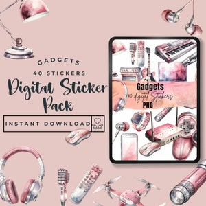 Digitale gadgetstickers, gadgetstickers, digitale plannerstickers, technische stickers, tabletstickers, laptopstickers, smartphonestickers