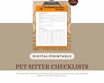 Sjabloon checklist huisdieroppas, dagelijkse planner huisdierverzorging, essentiële zaken huisdieroppas, routine-tracker huisdierverzorging, checklist sit & stay, logboek huisdierverzorging