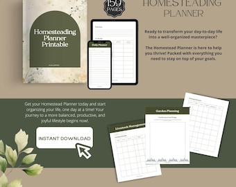 Homesteading Planner, Printable Gardening Planner, Homestead Organizer, Homestead Guide, Homestead Note Book, Farm Life Notebook, Farm Goals