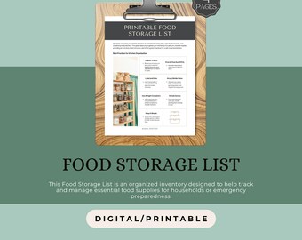 Voedselopslaglijst, printables Voedselopslaglijst, essentiële voedselopslaginventaris, uitgebreide voedselopslagchecklist, gids voedselopslag