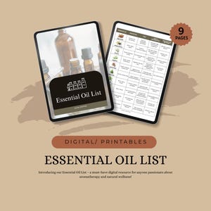 Essential Oil List, Essential Oil Inventory Guide, Essential Oil Collection List, Essential Oil Guide: Properties, Uses, and Safety